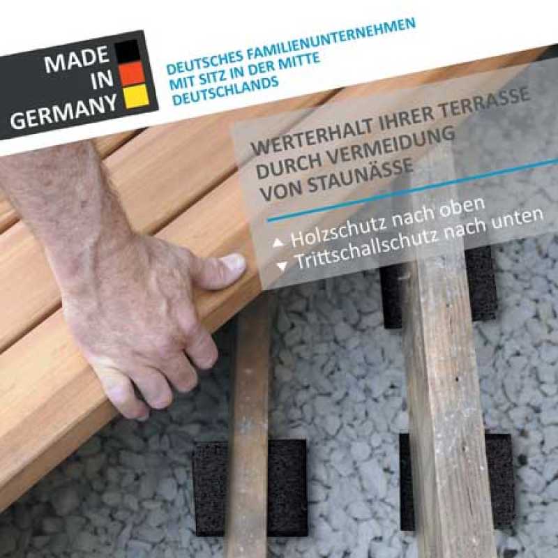 90 mm × 90 mm – 3/6/8/10/20 mm Gummigranulat Terrassenpads Unterlage für WPC & Holzterrassen